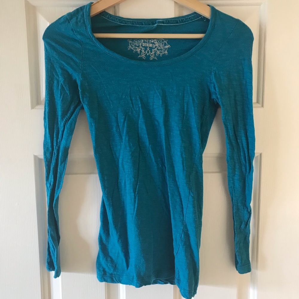 Denim&co turquoise long sleeve shirt